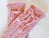 Girls Legwarmers, Hand Knitted, Antique Rose Pink, Childs Med to Lg
