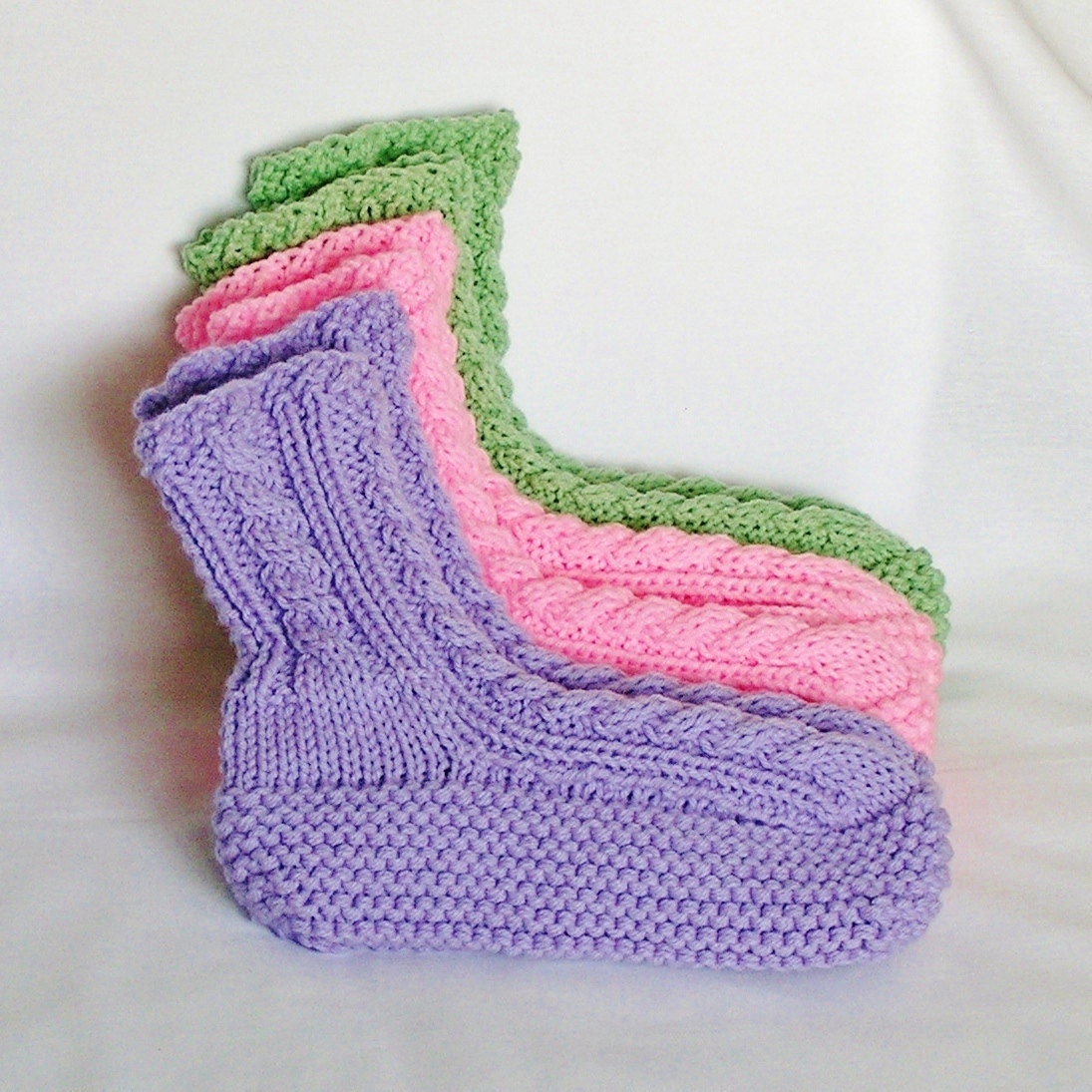 Slippers, MADE to ORDER Womens  Knitted High Cuff. Your Color, Size