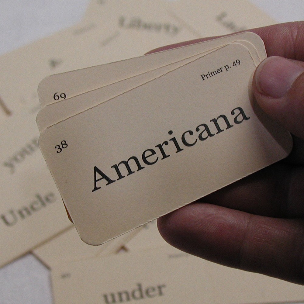 Mini Americana flash card tag set