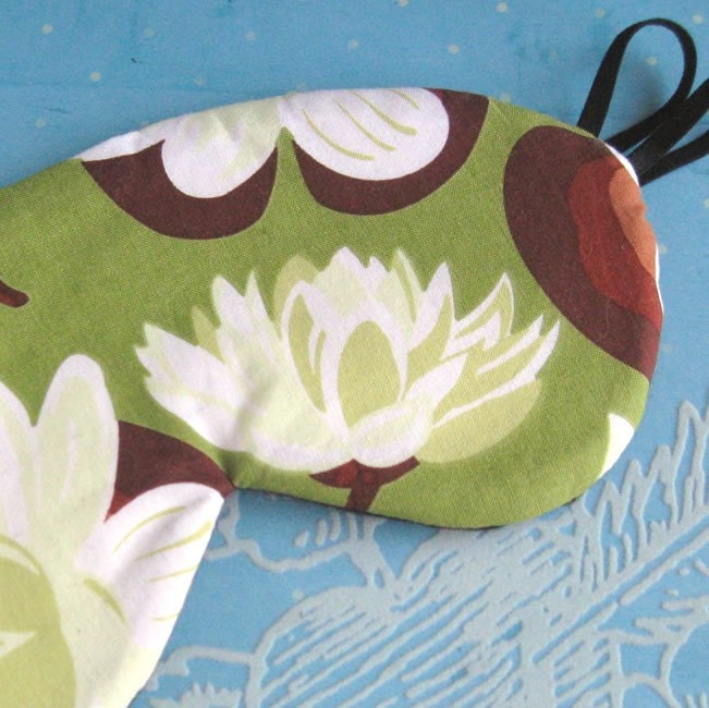 Luxury Silk  Eye Mask in Water Lilies Fully Adjustable