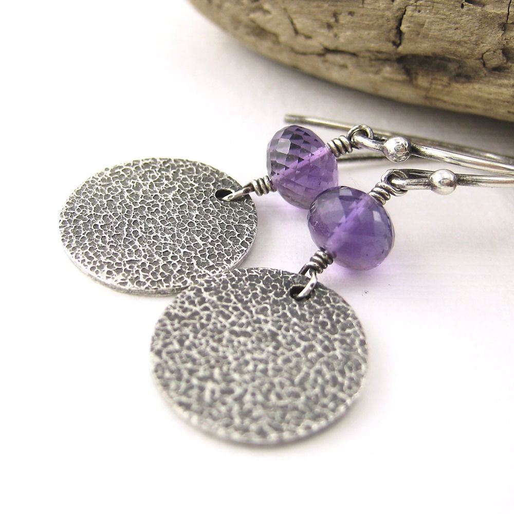 Amethyst Earrings Sterling Silver Gemstone February Birthday Birthstone Dangle Handmade Designer Fashion Jewelry Under 50