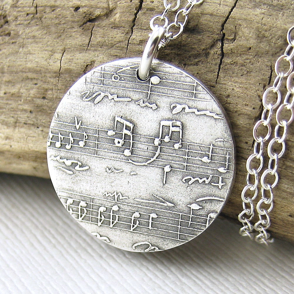 Music In My Soul Necklace, MEDIUM Version, Sterling Silver, Fine Silver, Fashion Jewelry, Music Lover, Jennifer Casady