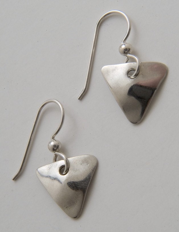 Silver Triangle Earrings made from Vintage US Silver Dimes