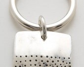 Silver Square Dot Keyring made From Vintage American Half Dollar Coin