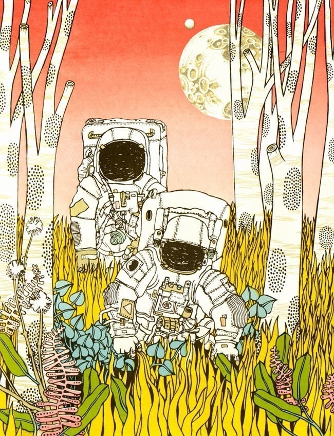 lost in space (astronauts) screenprint