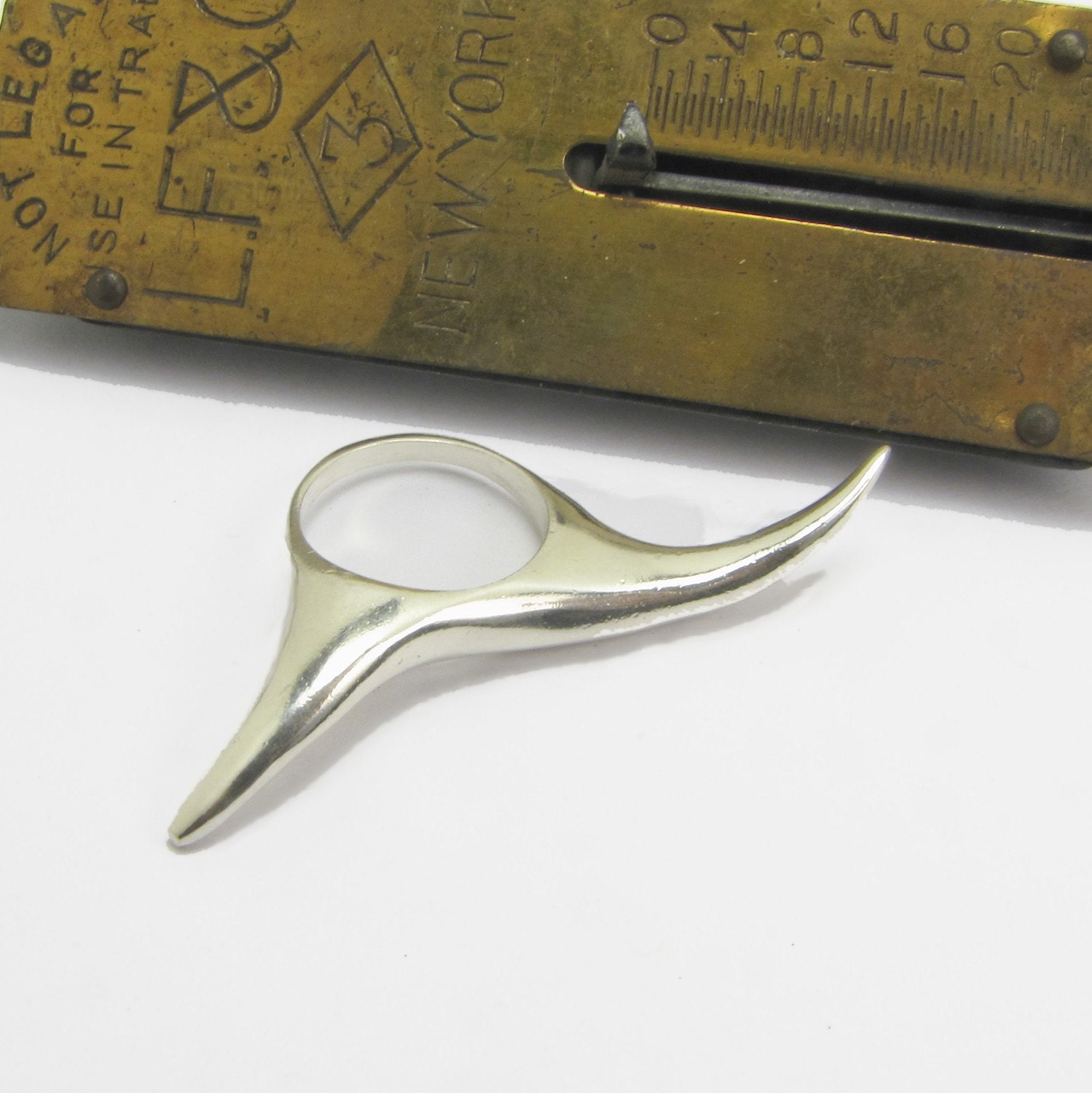 Rocker Chick Ring in Sterling Silver - Long Multi Finger Ring Handmade by Queens Metal