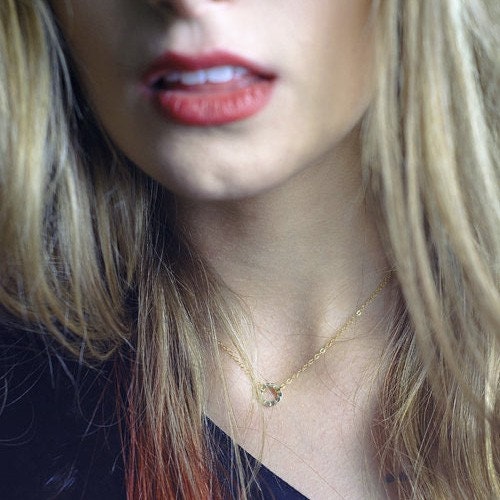 Mia Necklace - A Simple Circle Choker in Gold Fill Tiny Delicate Necklace Handmade by Queens Metal