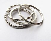 Quattro Rings - Four Stacking Bands in Sterling Silver Narrow Simple Ring