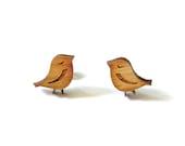 Little Birds - Bamboo Wood Earrings - Laser cut - Stud - Cute - Cabin