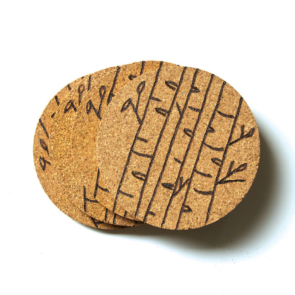 Winter Birch Cork Coaster Set