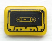 Yellow Cassette Tape Brooch