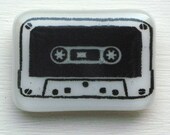 White Cassette Tape Brooch