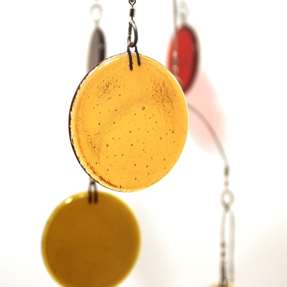 Glass Mobile - Golden Circles - approx 18inch