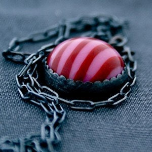 Ribbon Candy Redux. Bubble Gum Pink and Raspberry Red. Necklace.