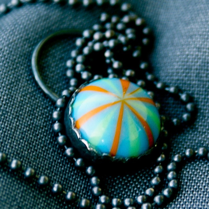 Cabana. Necklace. Sterling Silver and Candy Color Vintage Lucite.