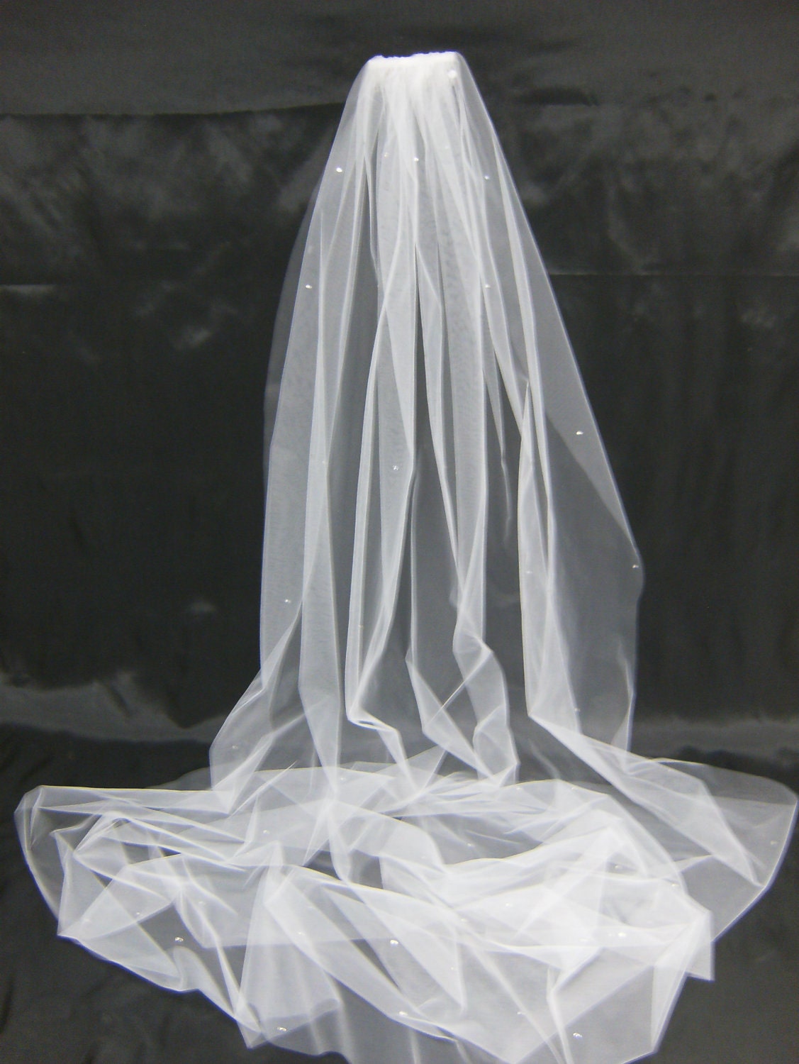 Swarovski Crystal Rhinestone Sheer 110 Inch Long Cathedral Length Veil