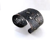 Gift for her. Cuff Bracelet Metal Copper  Wide Hammered Light Weight Easy Adjustable. Original design   by Fashion  Brand Faina.