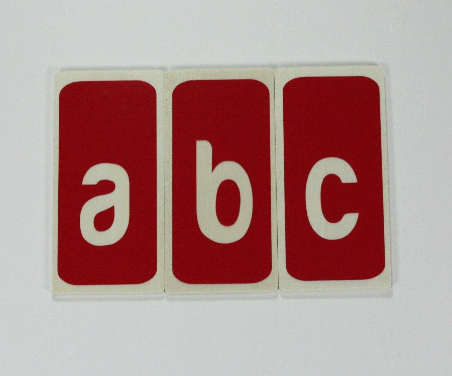 Wood Alphabet Flashcards Red Set of 26 Lower Case Letters