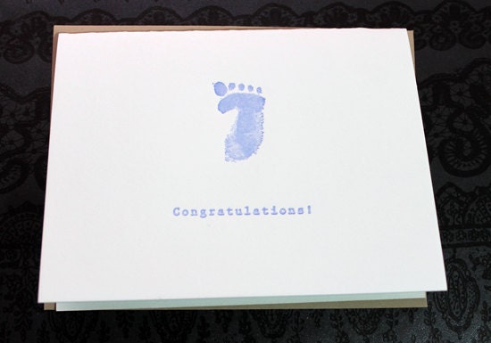 Congratulations Baby Footprint Letterpress card