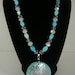 Aqua Shell Pendant with shell and glass beads