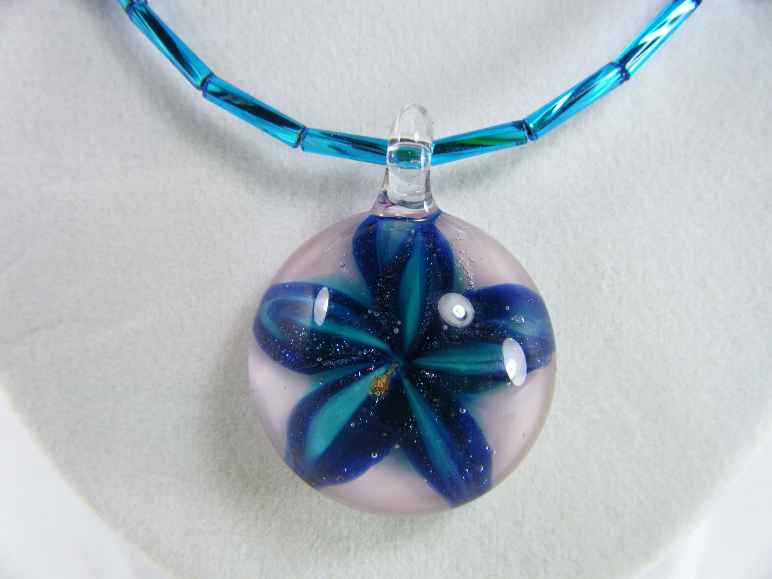 Hibiscus Blue Flower Necklace
