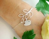Bird charm bracelet, STERLING silver ADJUSTABLE Bracelet, Flower girl, Birthday, Bridesmaids gifts, Wedding, Child, Sister Jewelry