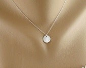 Solitary Brushed Disc Charm on STERLING SILVER Necklace - Simple daily jewelry Mother Birthday gift