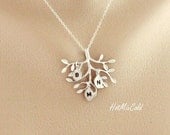 THREE Monogram Necklace, Silver Tree Necklace, Sisters, Children, Grandchildren, Mother Daughter Jewelry, Initial Necklace