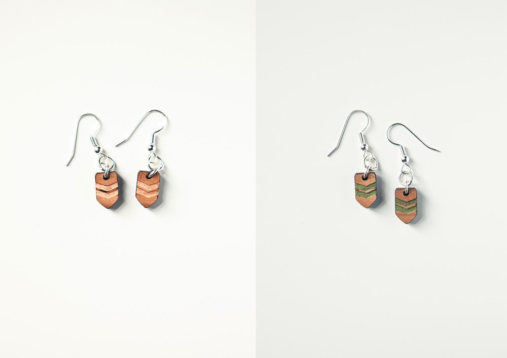 Wooden hand painted Navajo inspired Chevron Earrings
