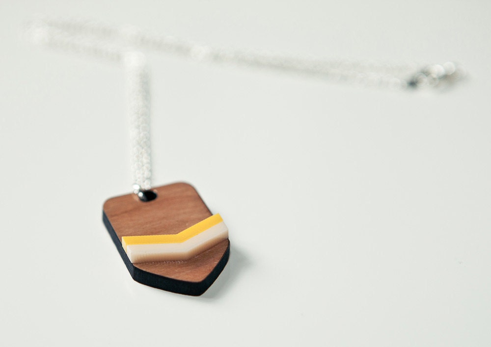 Chevron Necklace laser cut wood and plastic