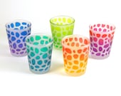Shot Glasses - River Rocks - 5 Glass Set - Painted and Frosted Glassware
