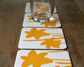 Daffodil - set of 4 letterpress coasters - redbirdink