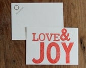 Love & Joy: Letterpress Flat Cards and Envelopes. Bulk Holiday Set (50ct)