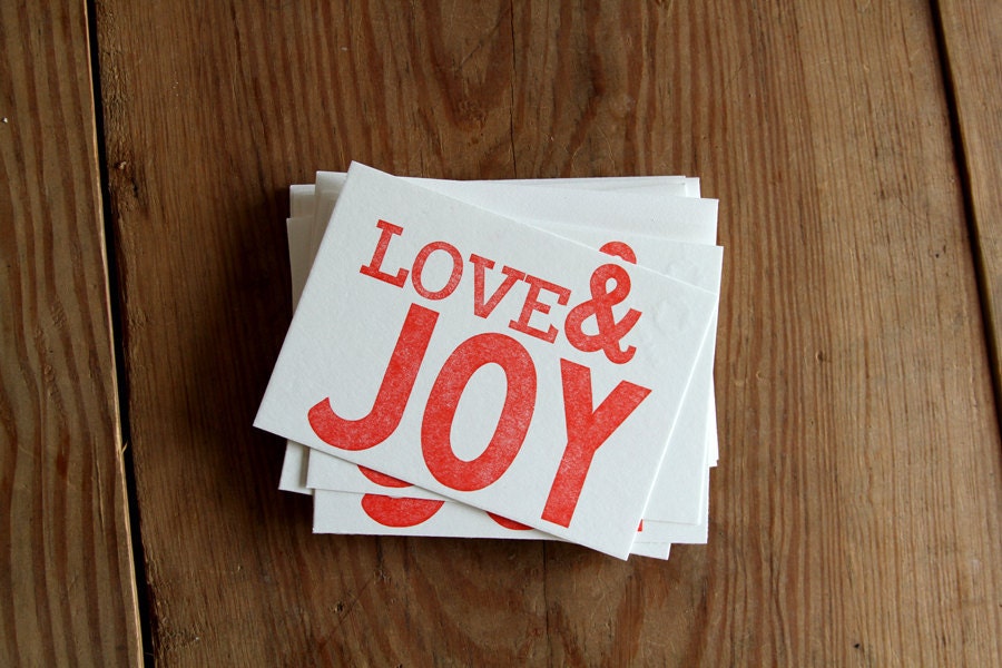 Love & Joy: Letterpress Flat Cards and Envelopes (50ct)