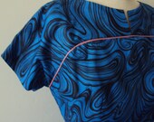 Vintage 50s Royal Blue Swirls Dress