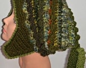 Sale One of a Kind Crochet Hat with Earflaps and Corkscrews Freeform Freestyle free shipping in USA