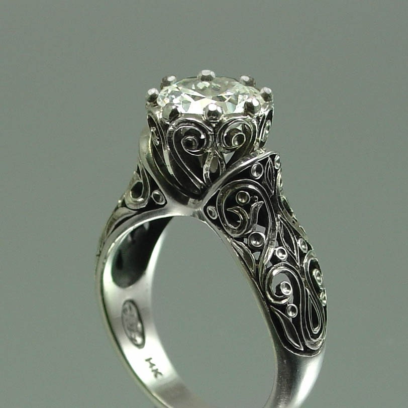 The ENCHANTED PRINCESS White Sapphire 14K gold engagement ring
