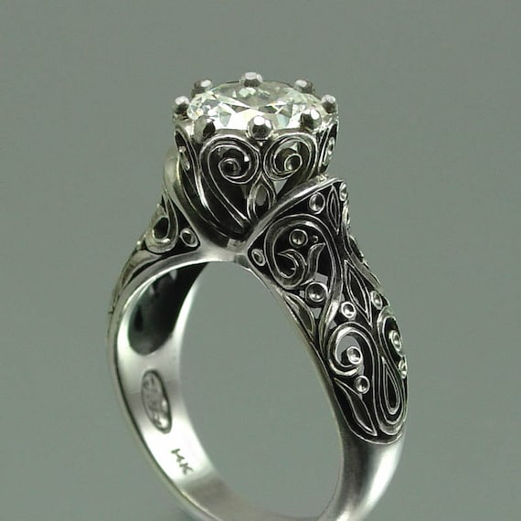 The ENCHANTED PRINCESS White Sapphire 14K gold engagement ring