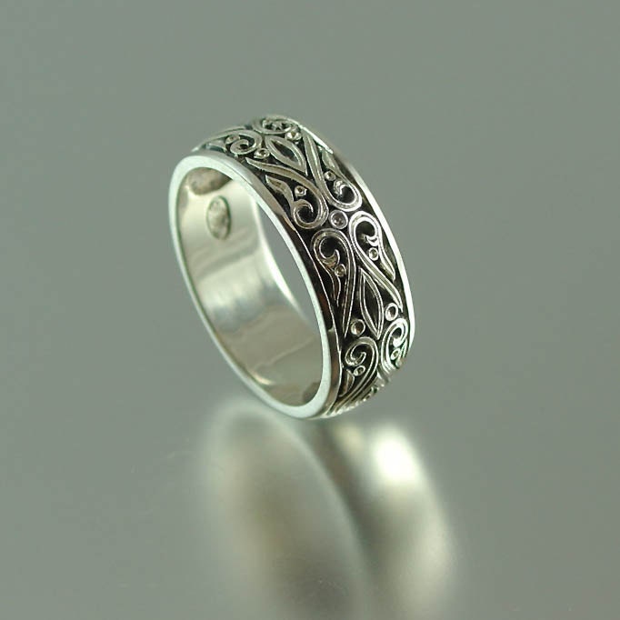 The PRINCE CHARMING 14K white gold mens wedding band