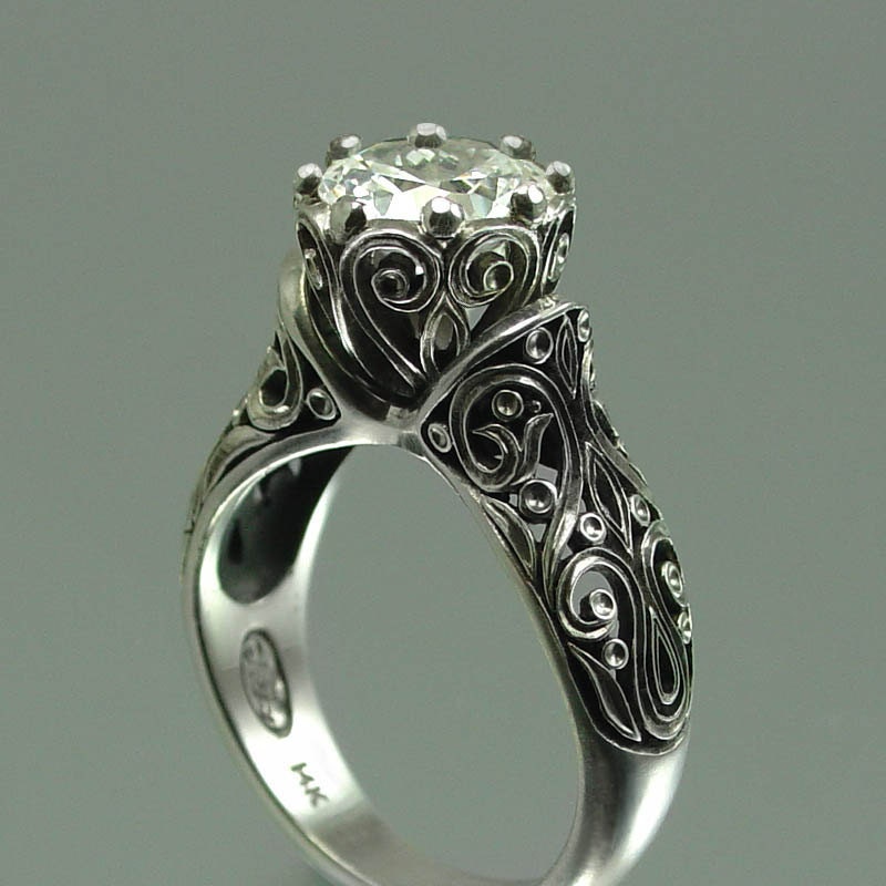 The ENCHANTED PRINCESS White Sapphire 14K gold engagement ring