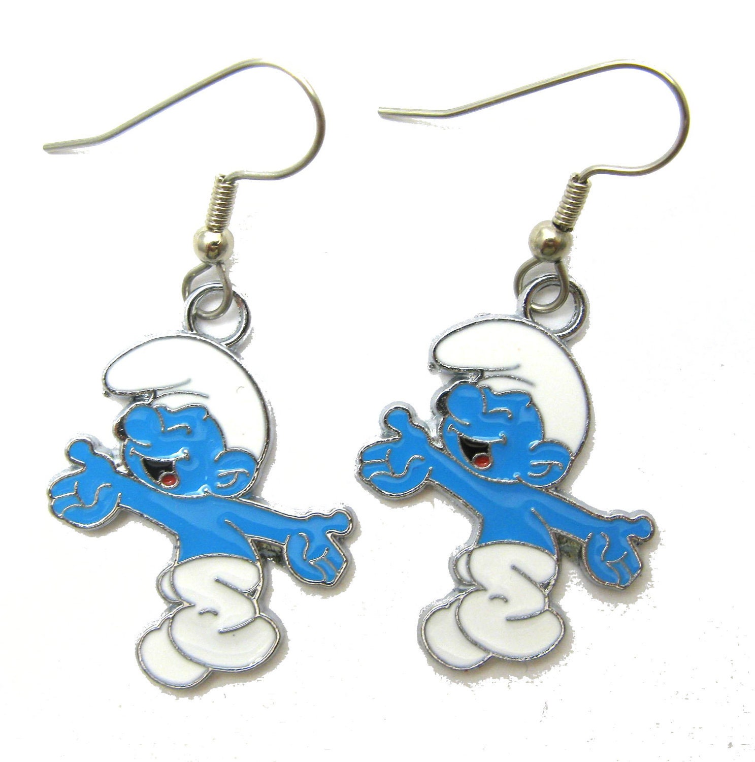 Smurf Earrings on surgical stainless steel hooks