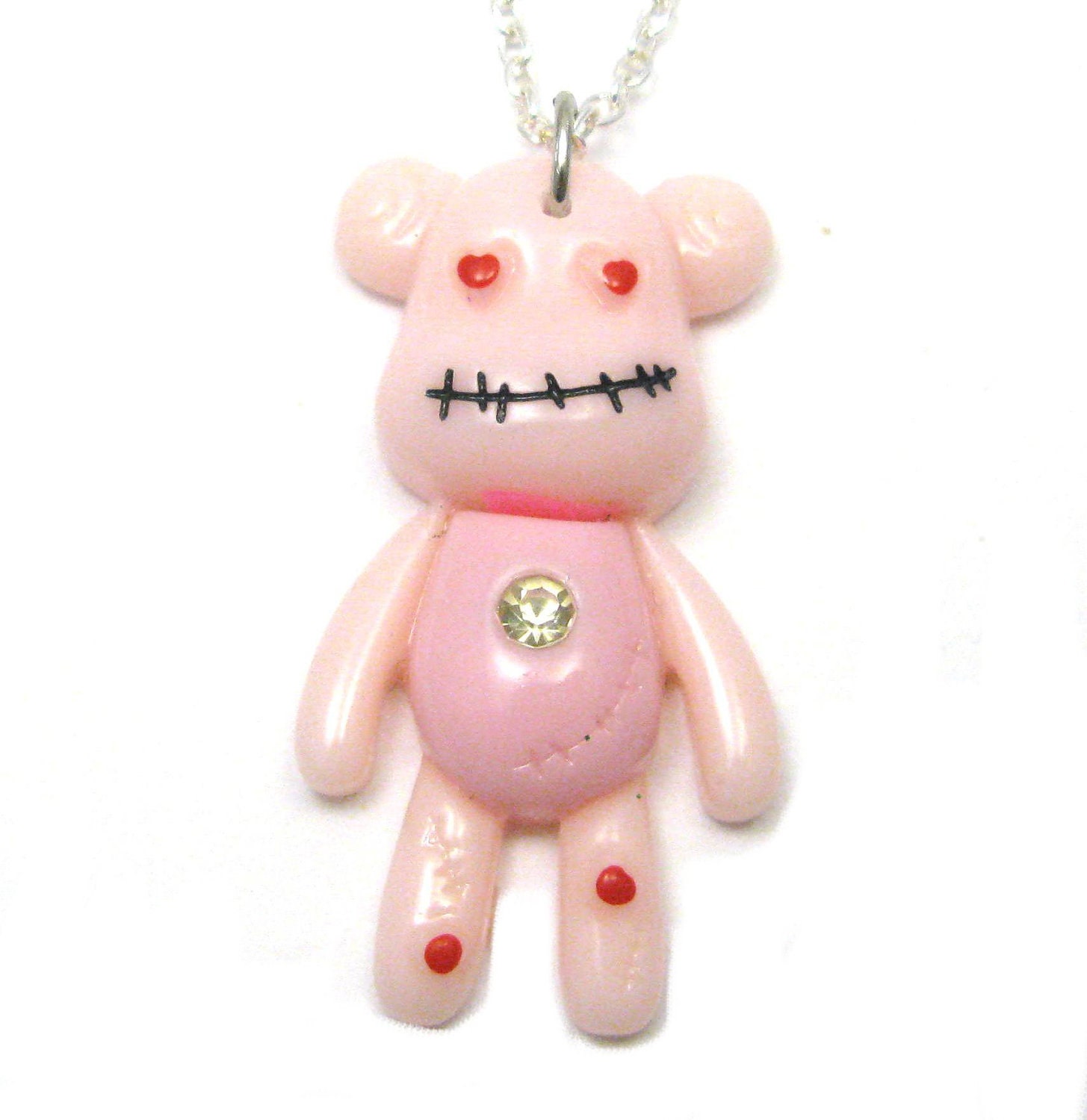 Zombie Bear Necklace on silver chain