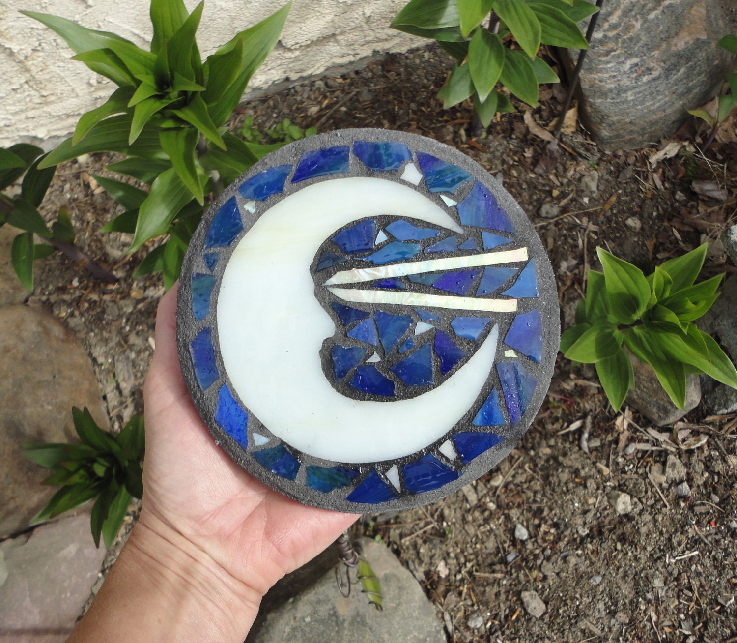 Moon Man, Floating Glass Sculpture, for Water Gardens, Outdoor Rooms, Home Decor