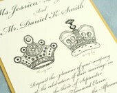 Wedding invitation king and queen crown black white and gold wedding