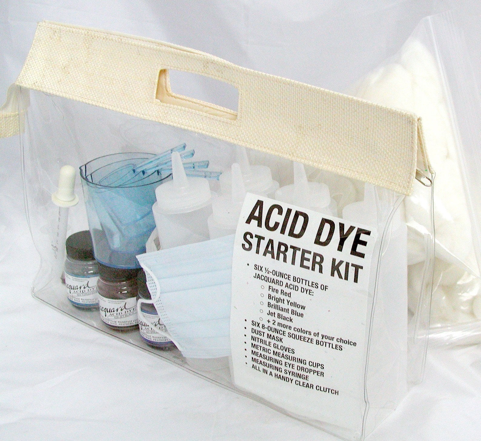 ACID DYE STARTER Kit with 6 Jacquard colors plus wool fiber and all the essentials