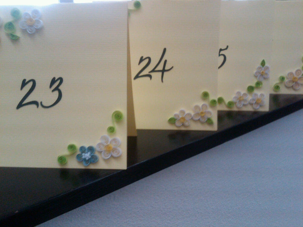 Quilled flower Wedding Table Numbers-As Seen in Brides Magazine