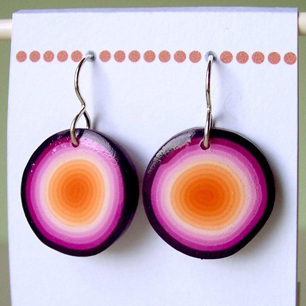 Earrings - Orange, pink and purple
