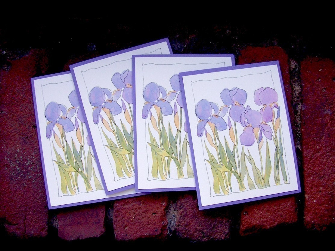 Cards - Iris set of 4, FREE US Shipping