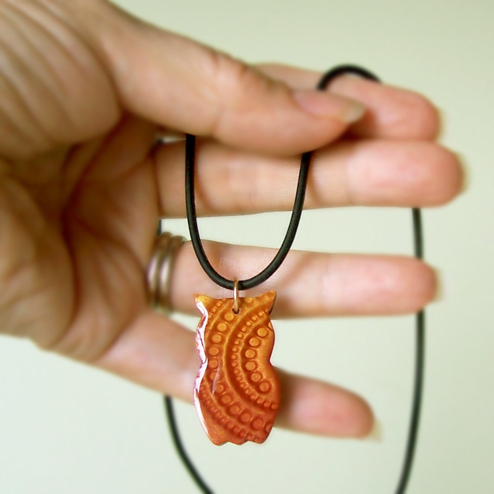 Owl Pendant Necklace - Copper Shimmer