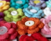Pin - Felted Flower Brooch in Orange, size small